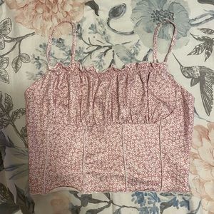 Size M floral cropped milkmaid tank top